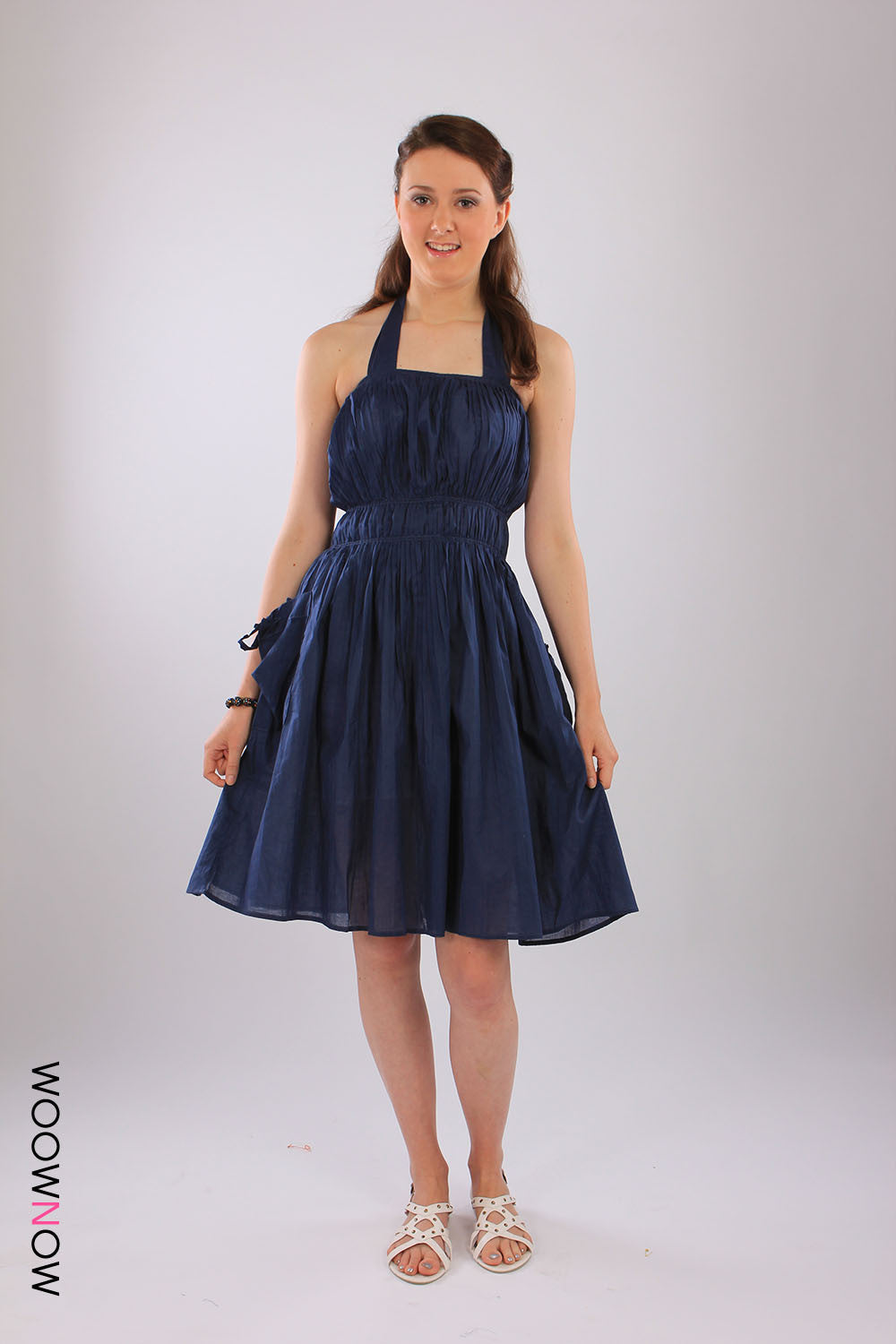 Pleated Dress with Halter Neck