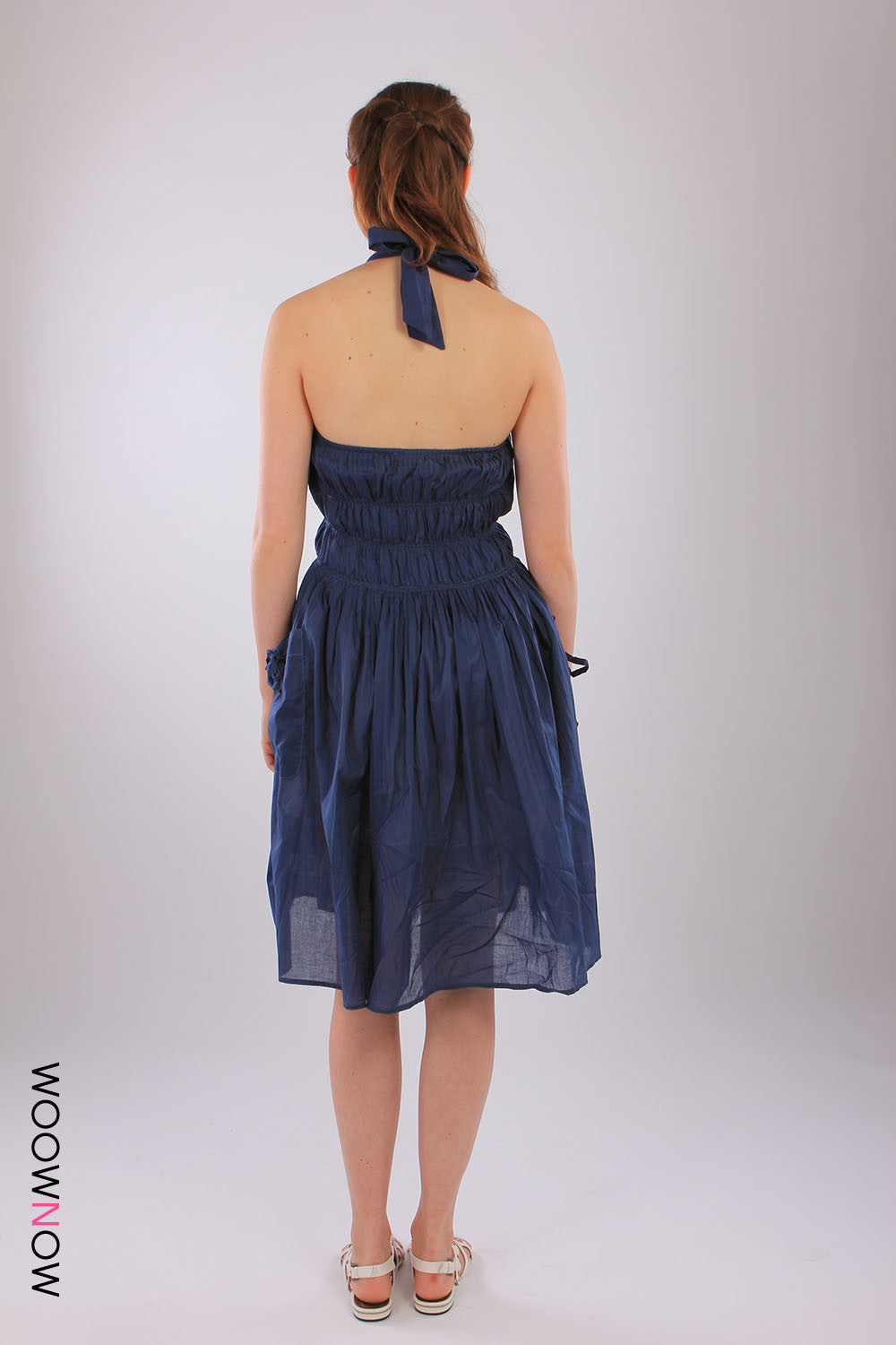 Pleated Dress with Halter Neck