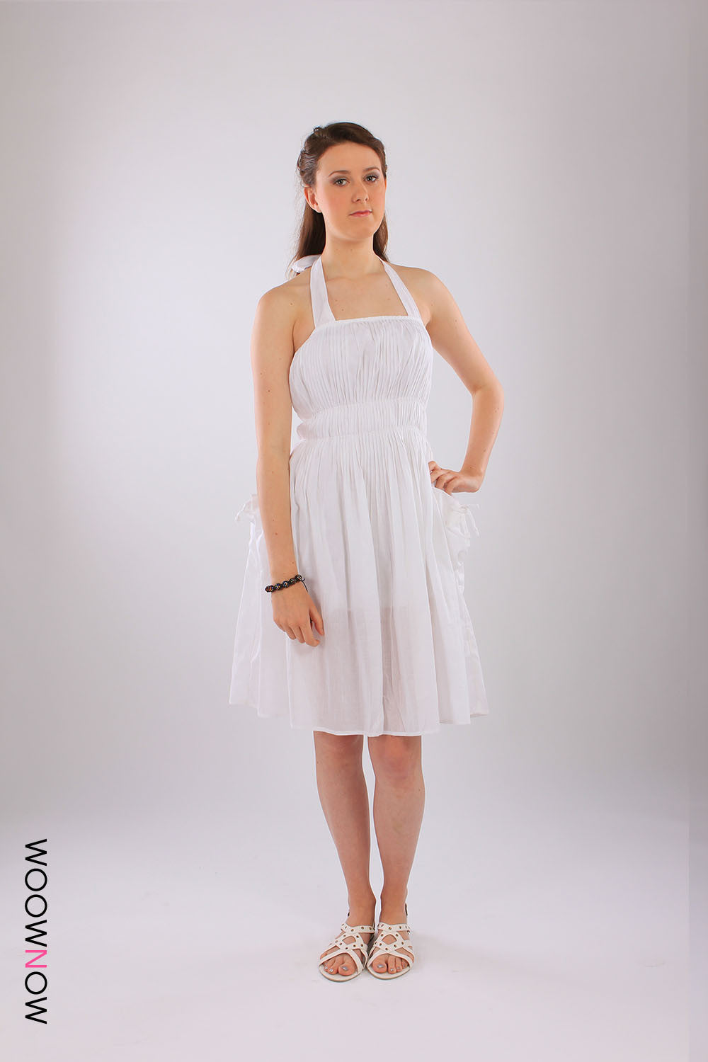 Pleated Dress with Halter Neck