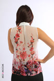 Sheer Printed Sleeveless Blouse