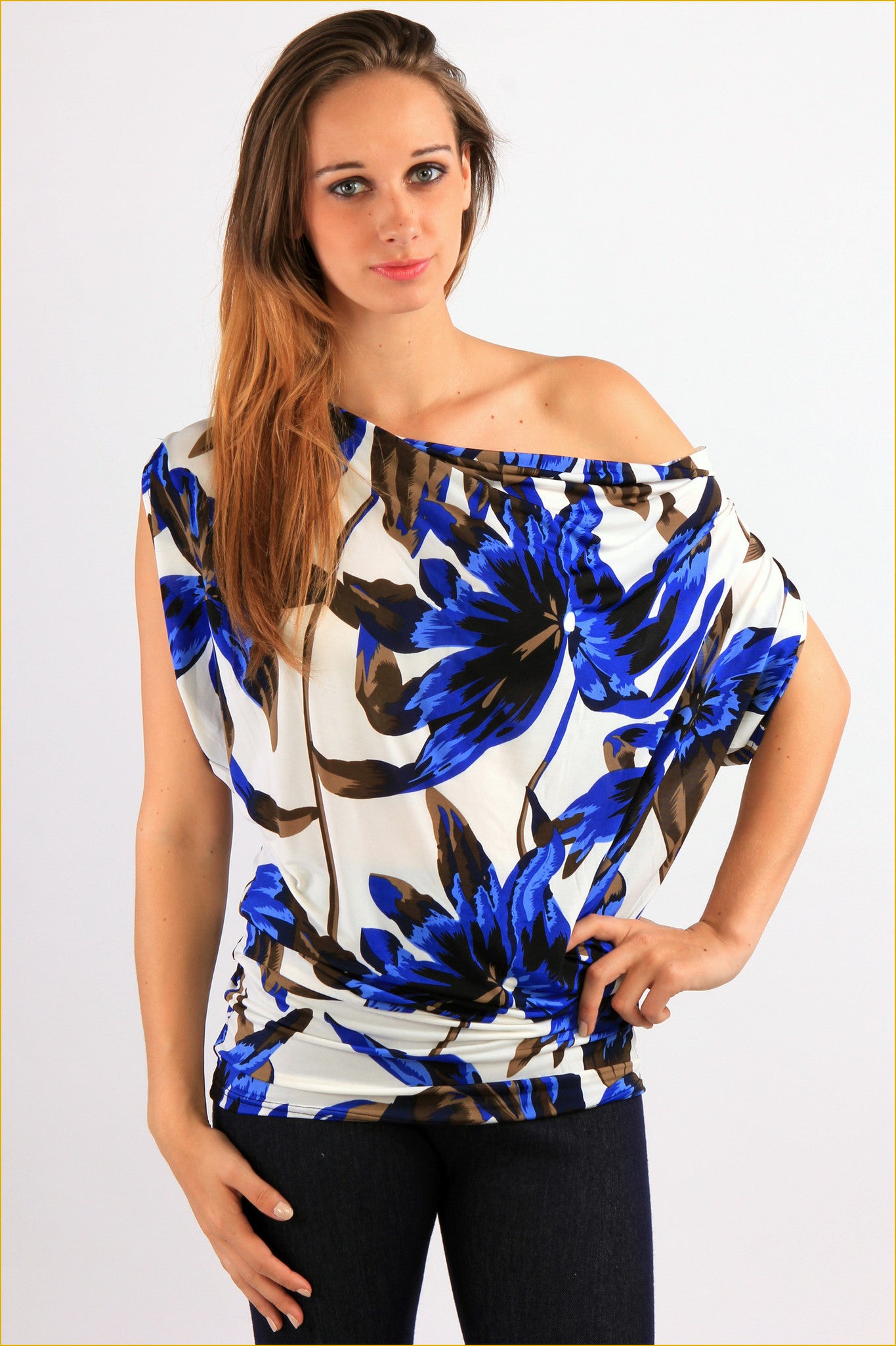 Floral Print Asymmetric Top