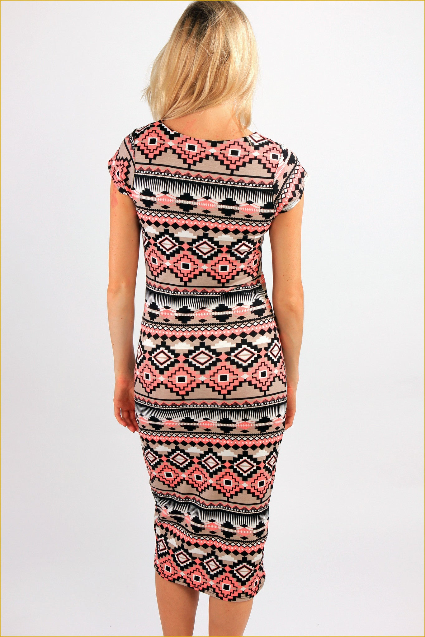Abstract Aztec Print Midi Dress