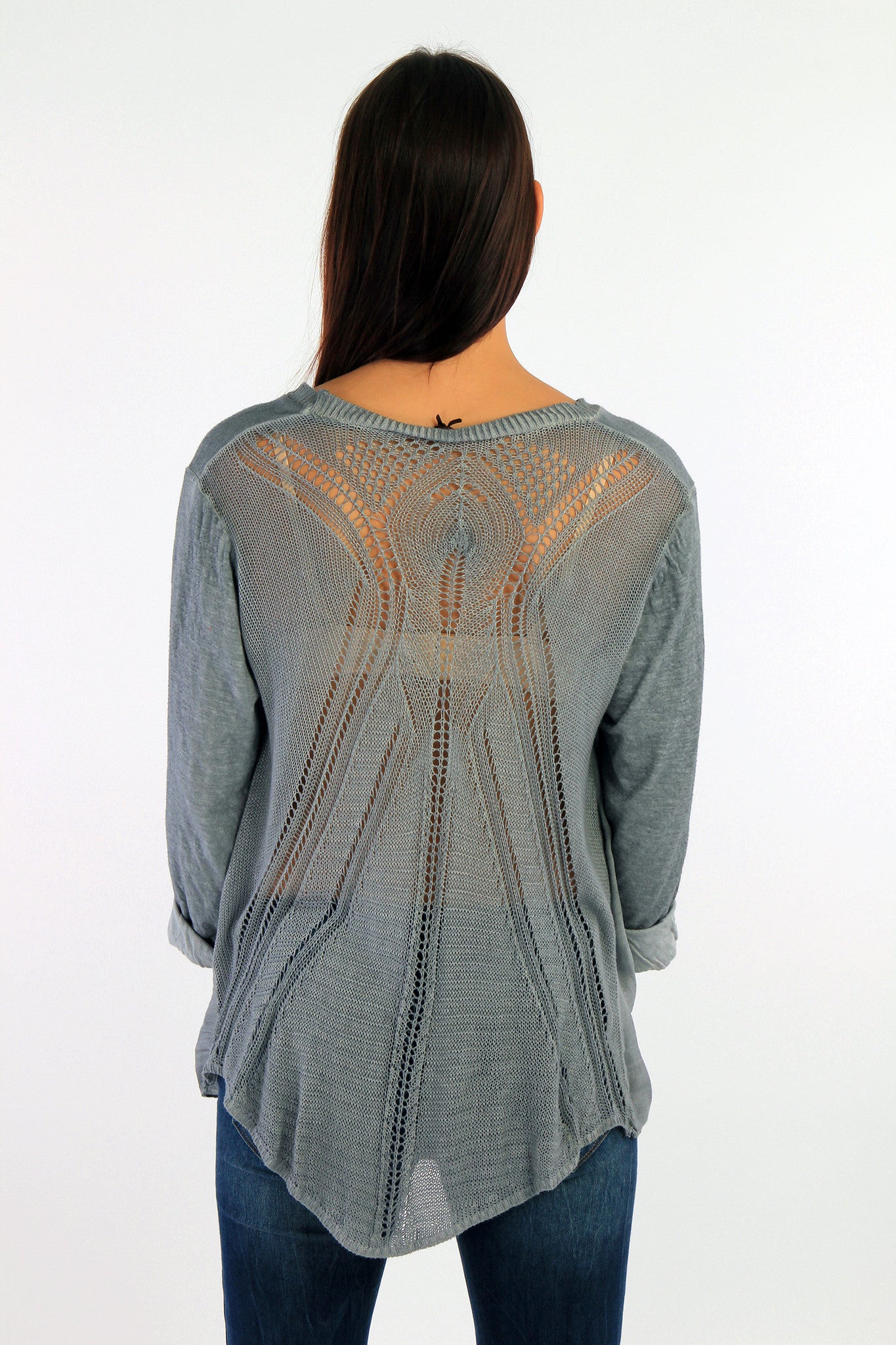 Cutwork Back Design Top with Scarf