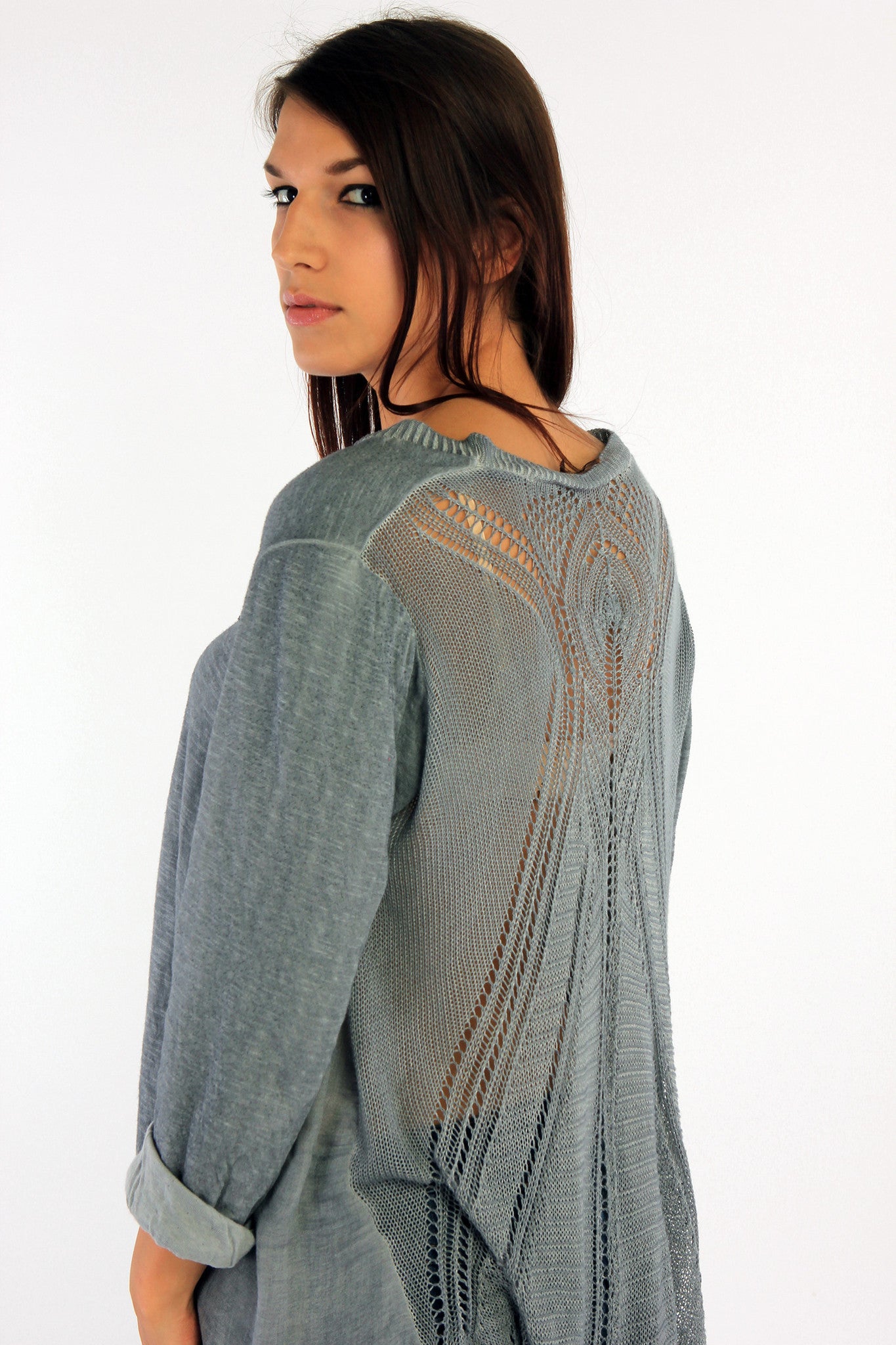 Cutwork Back Design Top with Scarf