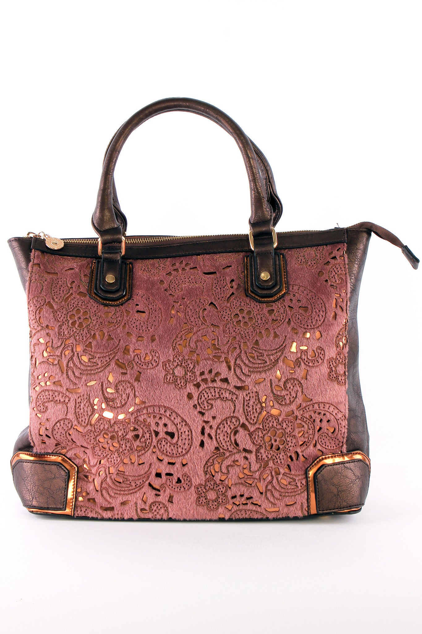 Panelled, Lace Insert Tote Bag