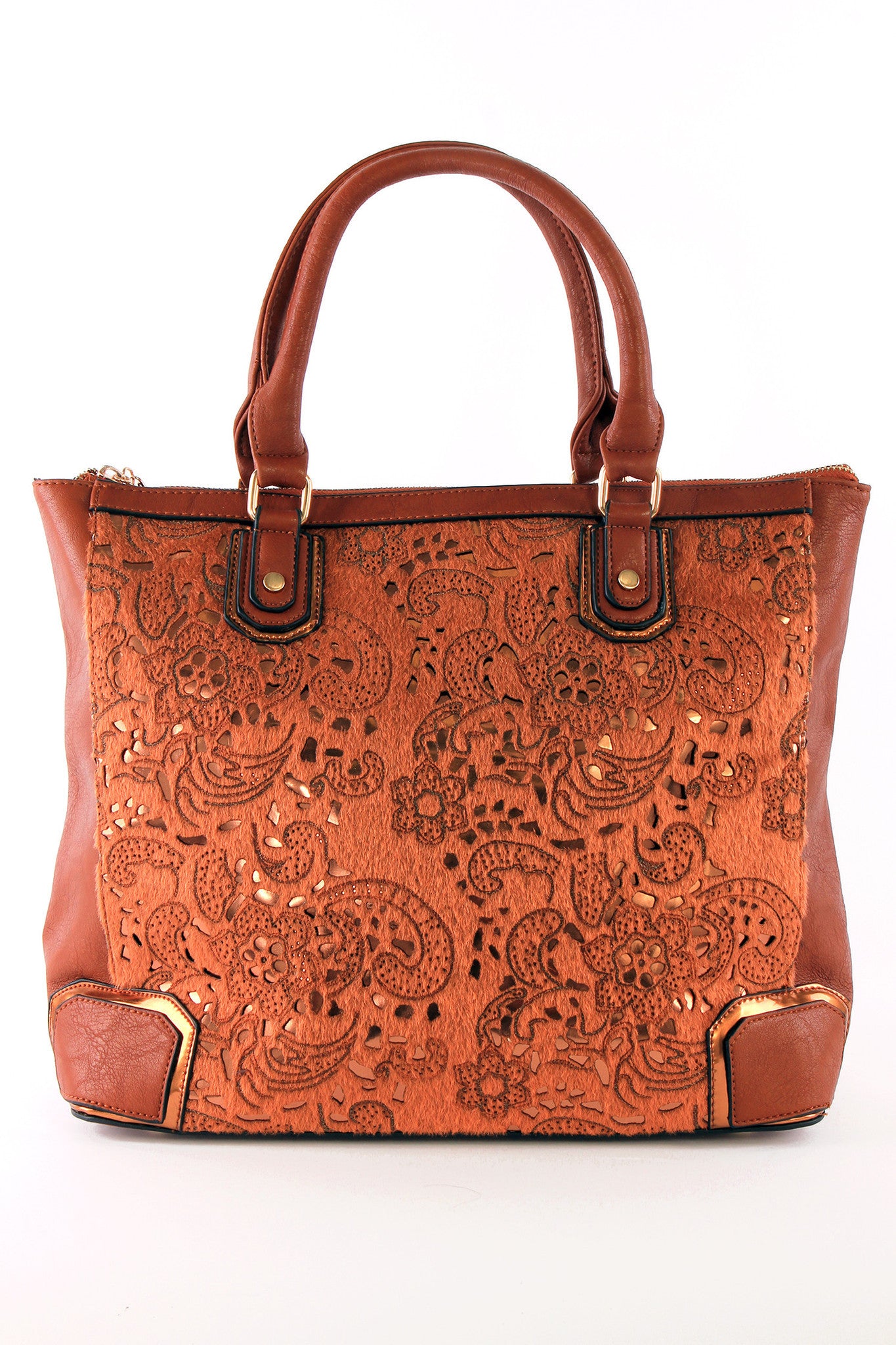 Panelled, Lace Insert Tote Bag
