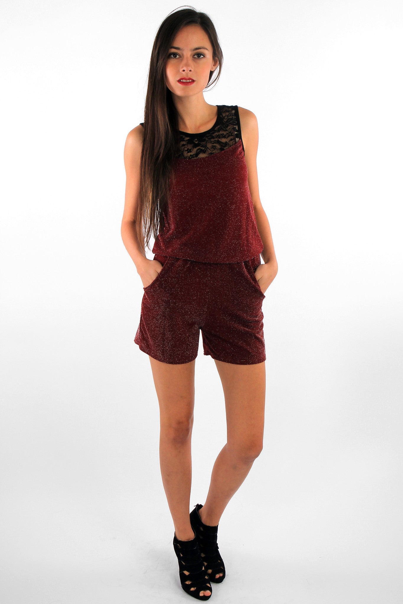 Playsuit with Lace Insert