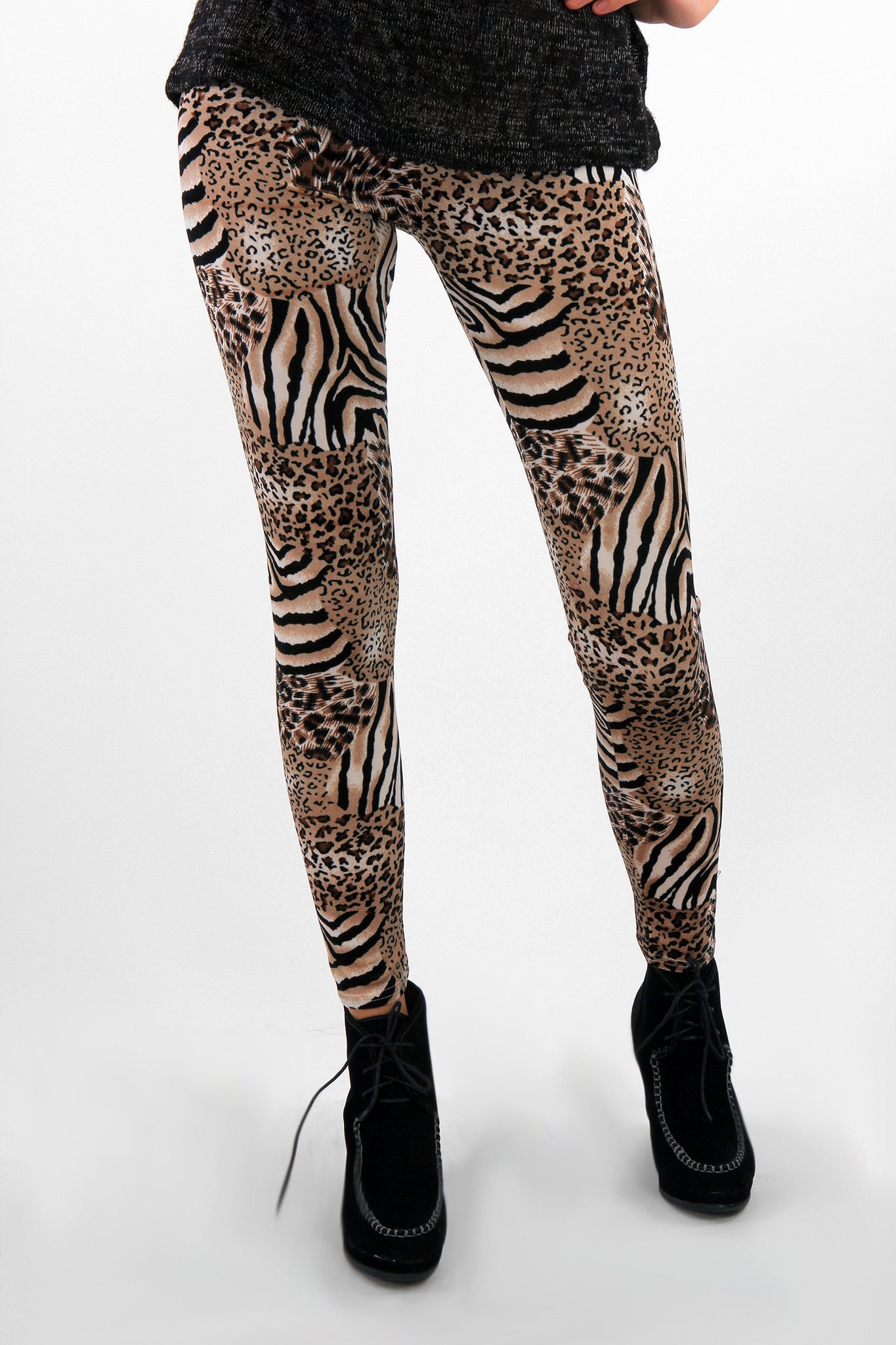 Velvet Texture Animal Print Leggings