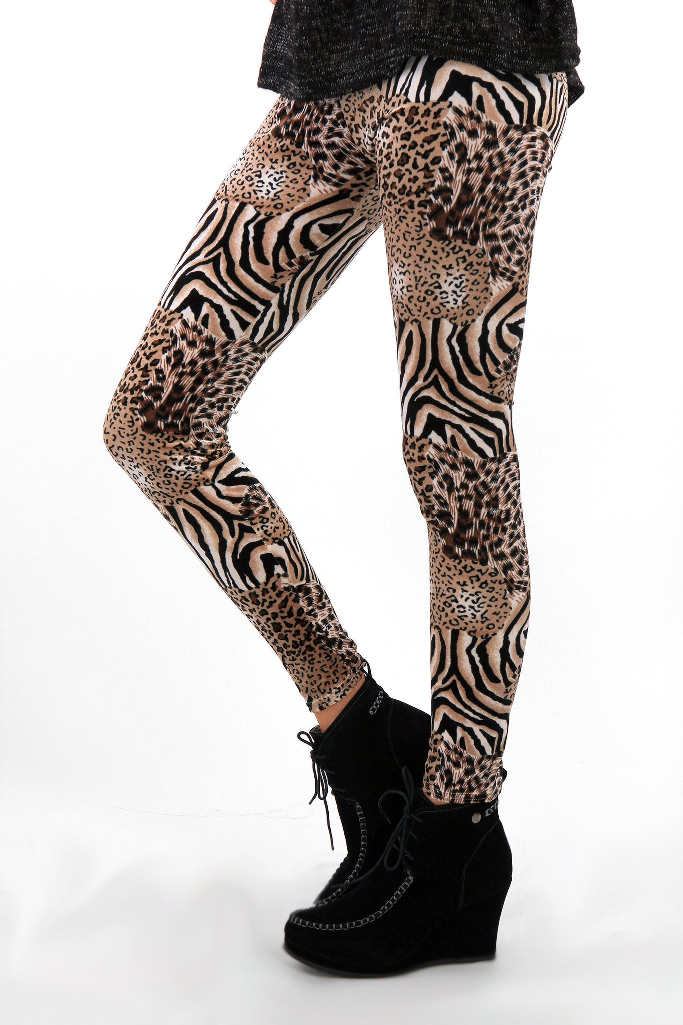 Velvet Texture Animal Print Leggings