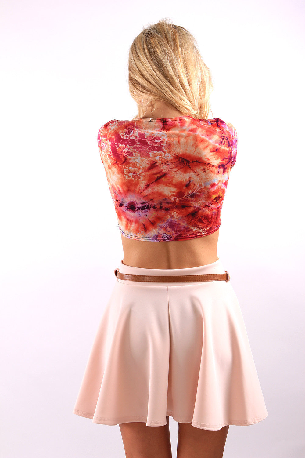 Tie Dye Print Short Sleeve Crop Top