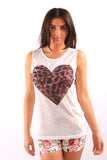 Heart Embellished Print T-shirt