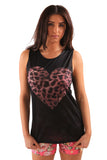 Heart Embellished Print T-shirt