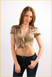 Self Tie Crop Blouse