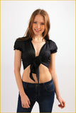 Self Tie Crop Blouse