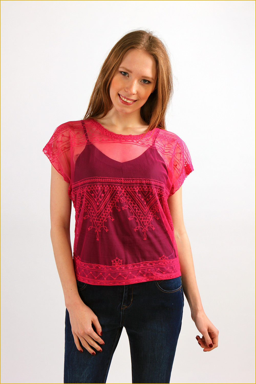 Embroider Sheer Top
