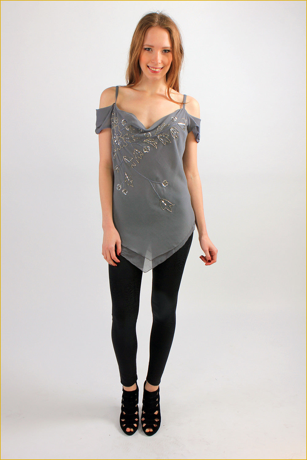 Asymmetric Embellished Front Top