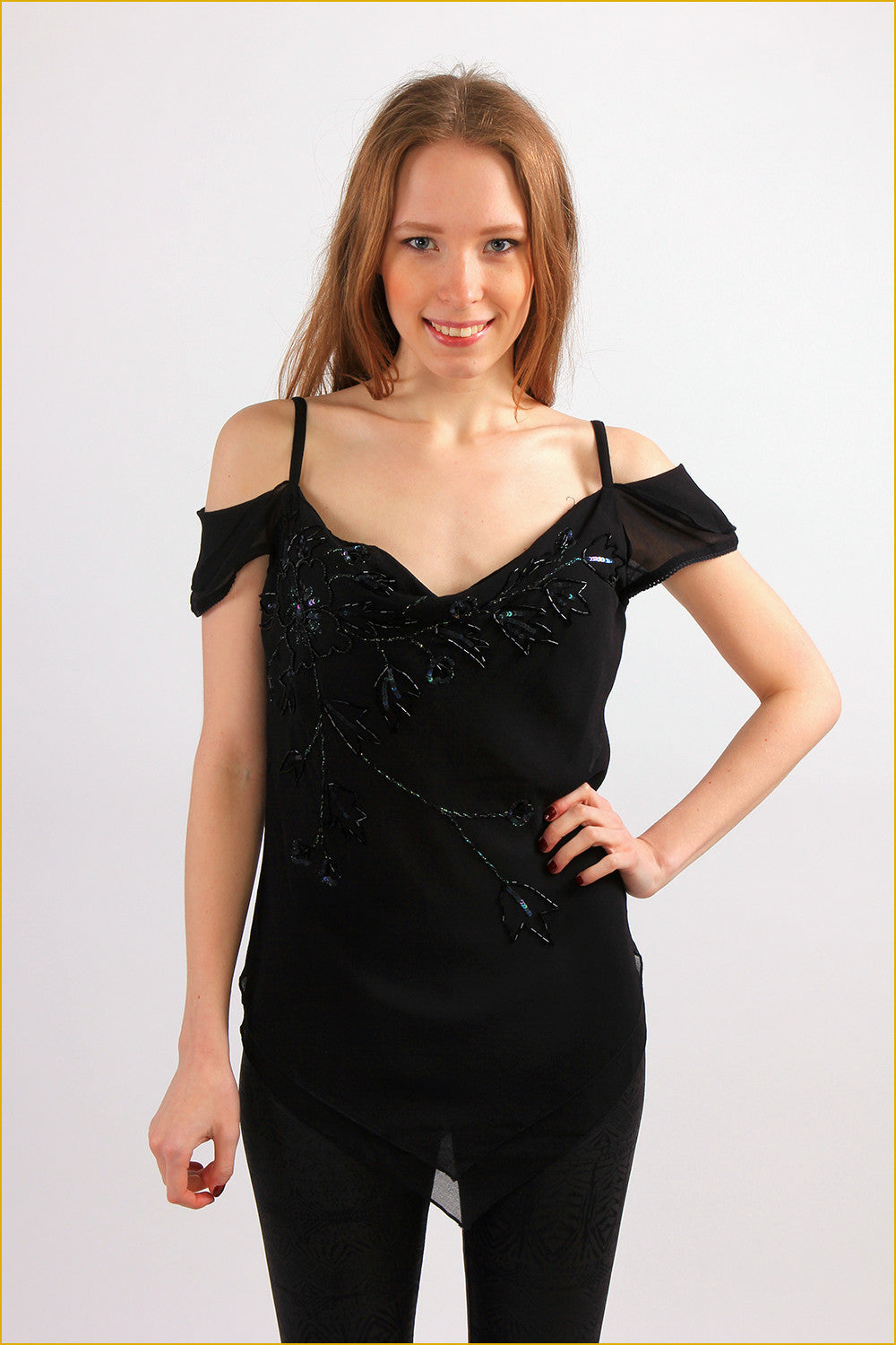 Asymmetric Embellished Front Top