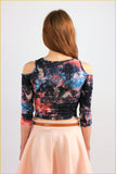 Space Cut-Out Shoulders Top