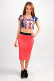 Aztec Print Short Sleeve Crop Top