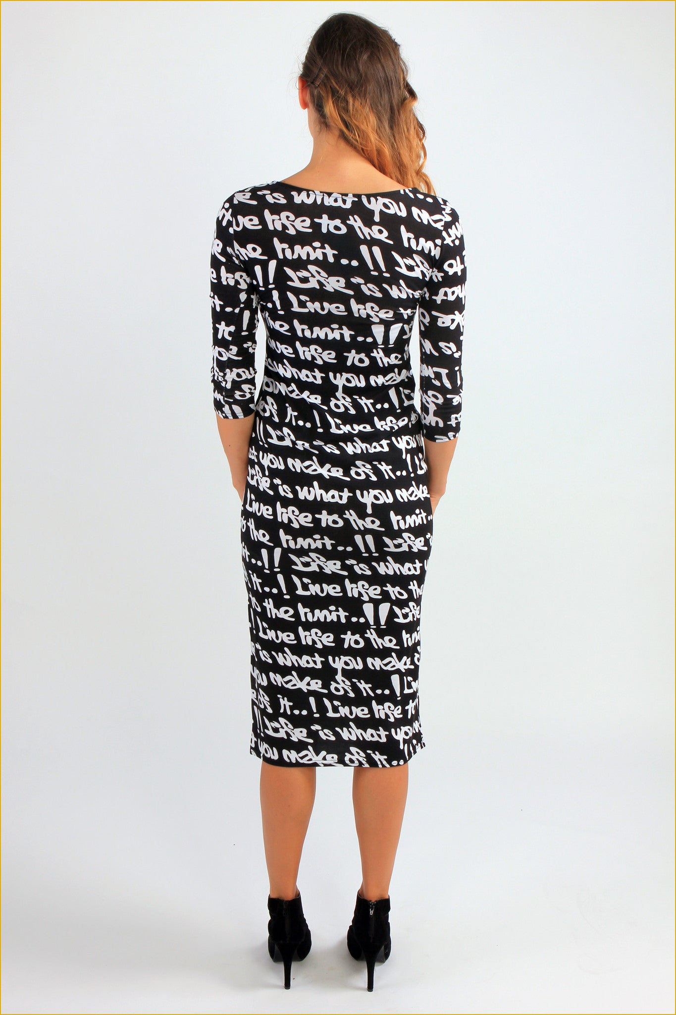 Thoughts Print Midi Dress