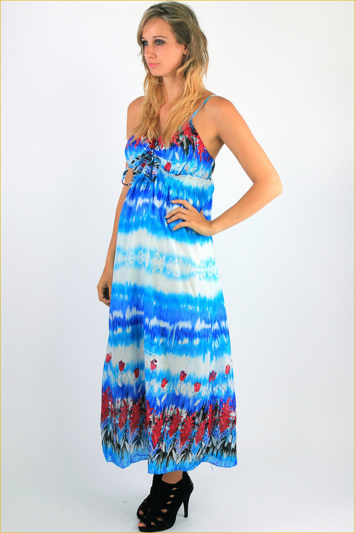 Tie-Dye Padded Maxi Dress