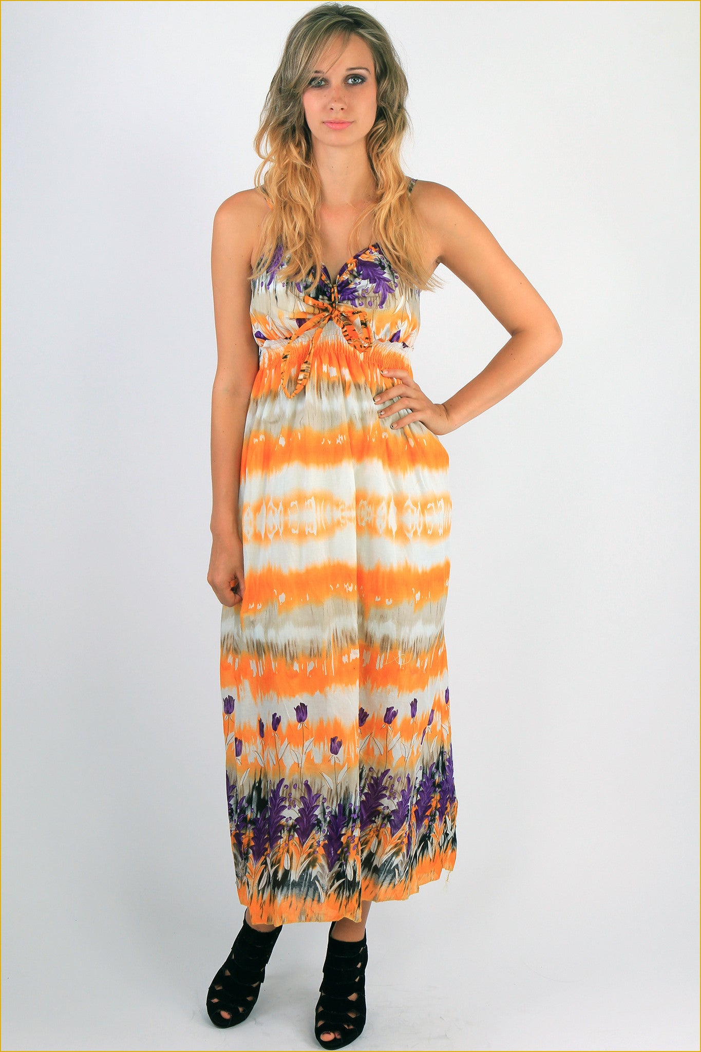 Tie-Dye Padded Maxi Dress