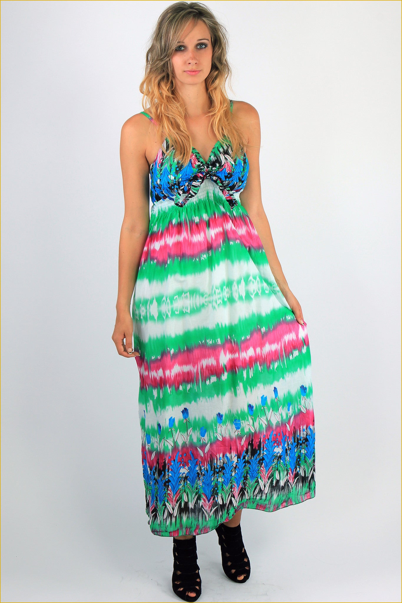 Tie-Dye Padded Maxi Dress