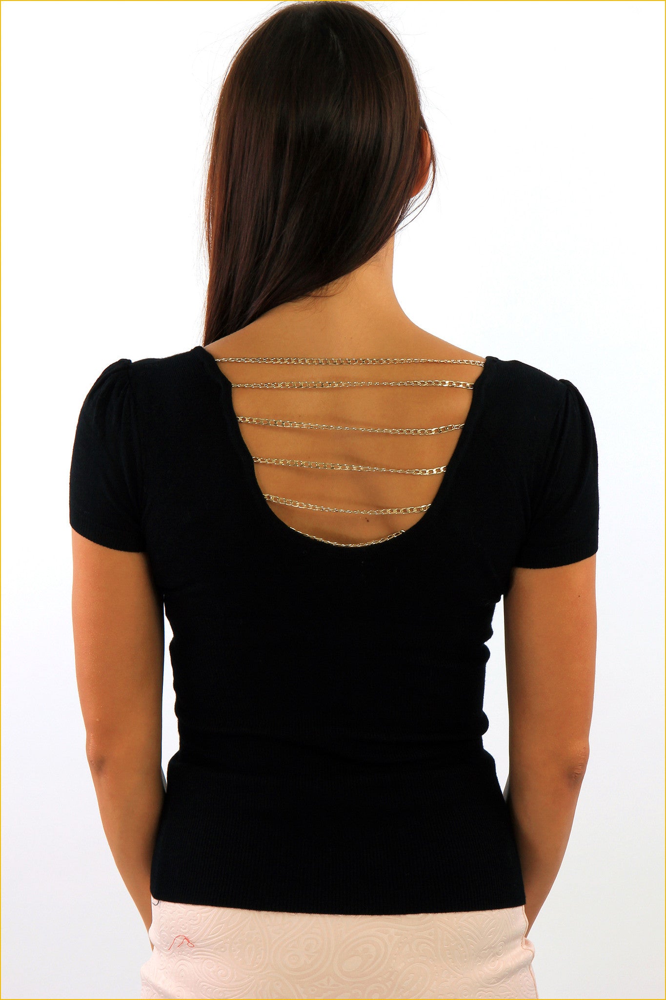 Chain Back Detail Fine Knitted Top