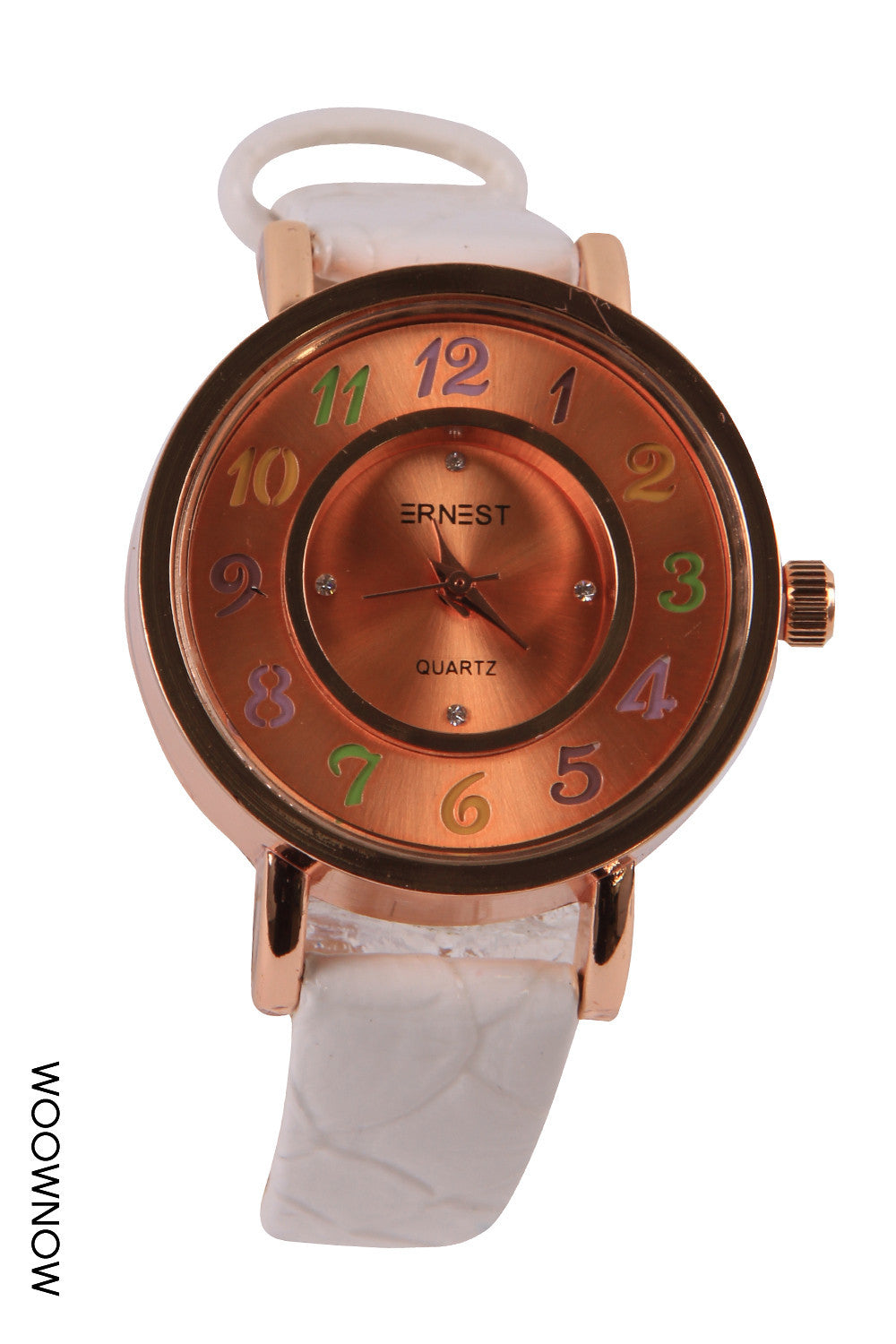 Gold Tone Leather Strap Watch