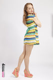 Multi coloured Stripes Skater Dress