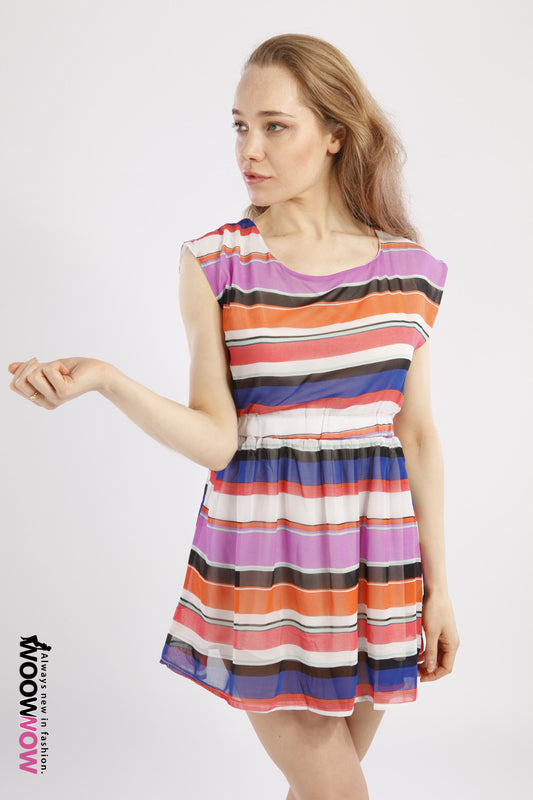 Multi coloured Stripes Skater Dress